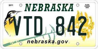 NE license plate VTD842