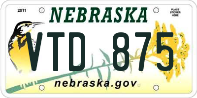 NE license plate VTD875