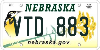 NE license plate VTD883