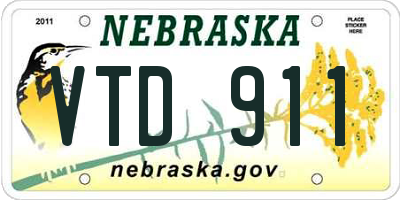NE license plate VTD911