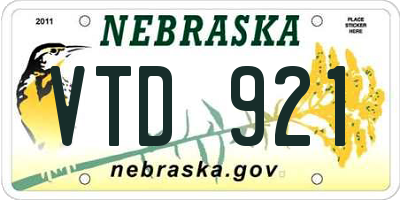 NE license plate VTD921