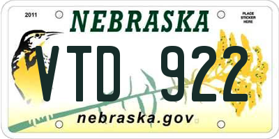 NE license plate VTD922