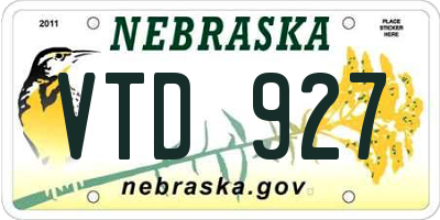 NE license plate VTD927