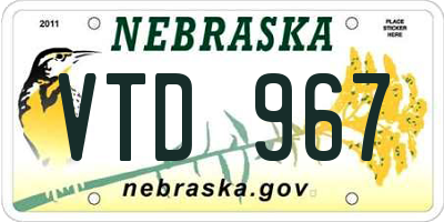NE license plate VTD967
