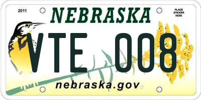 NE license plate VTE008