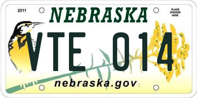 NE license plate VTE014