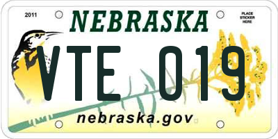 NE license plate VTE019