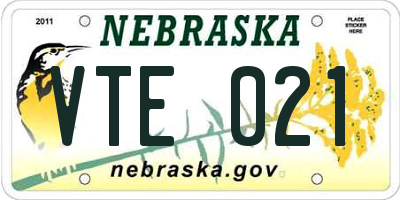 NE license plate VTE021