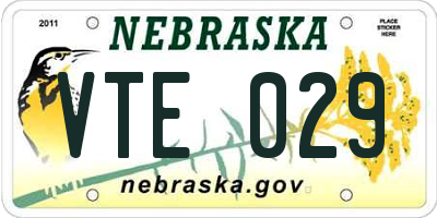NE license plate VTE029