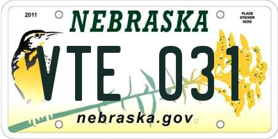NE license plate VTE031