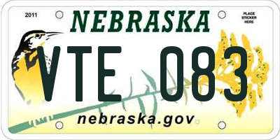 NE license plate VTE083