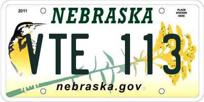 NE license plate VTE113