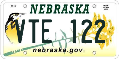 NE license plate VTE122