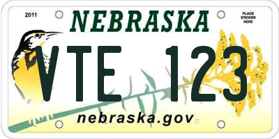 NE license plate VTE123
