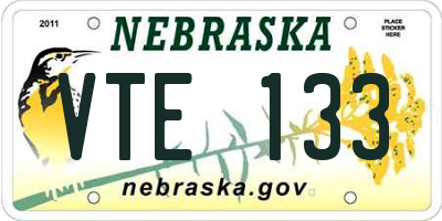NE license plate VTE133