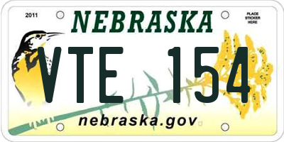 NE license plate VTE154