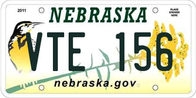 NE license plate VTE156