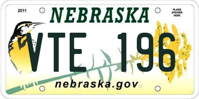 NE license plate VTE196