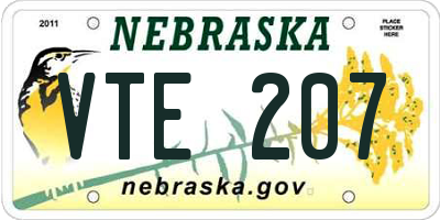 NE license plate VTE207