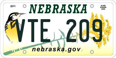 NE license plate VTE209