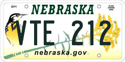 NE license plate VTE212
