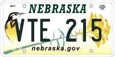 NE license plate VTE215