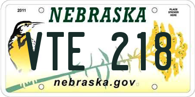 NE license plate VTE218