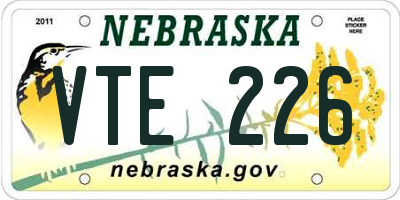 NE license plate VTE226