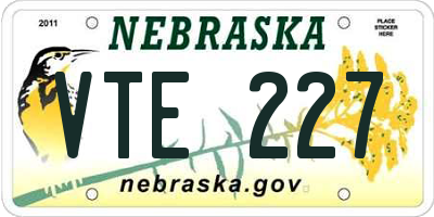 NE license plate VTE227