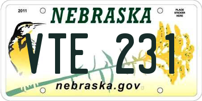 NE license plate VTE231