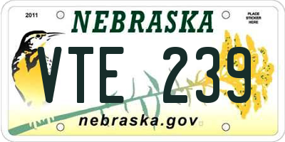 NE license plate VTE239