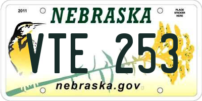 NE license plate VTE253