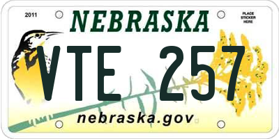 NE license plate VTE257