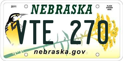 NE license plate VTE270