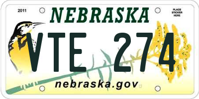 NE license plate VTE274