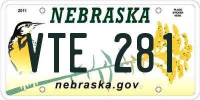 NE license plate VTE281