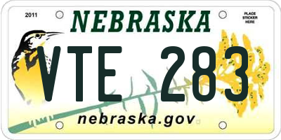 NE license plate VTE283