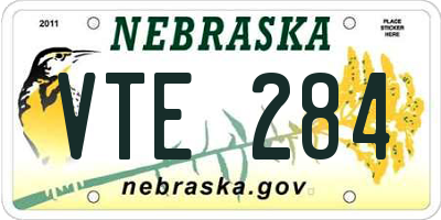 NE license plate VTE284