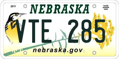 NE license plate VTE285