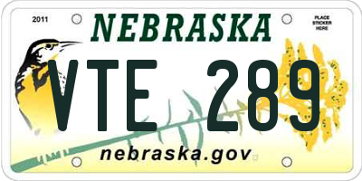 NE license plate VTE289