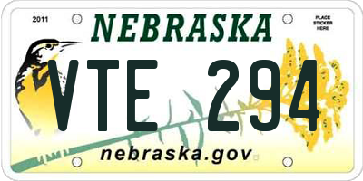 NE license plate VTE294