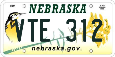 NE license plate VTE312