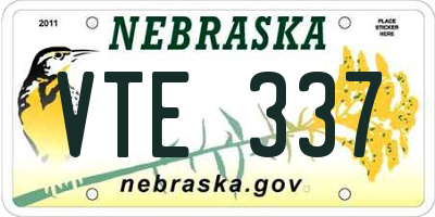 NE license plate VTE337