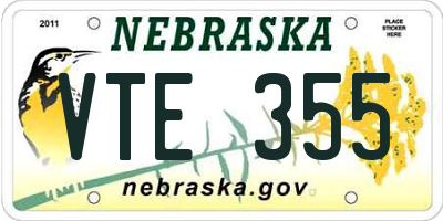 NE license plate VTE355