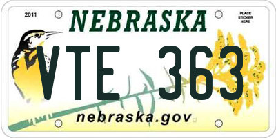 NE license plate VTE363