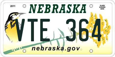 NE license plate VTE364