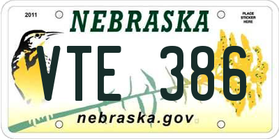 NE license plate VTE386