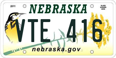 NE license plate VTE416