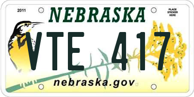 NE license plate VTE417