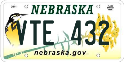 NE license plate VTE432
